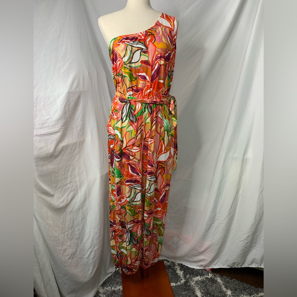 One-Shoulder Floral Jumpsuit in Multicolor